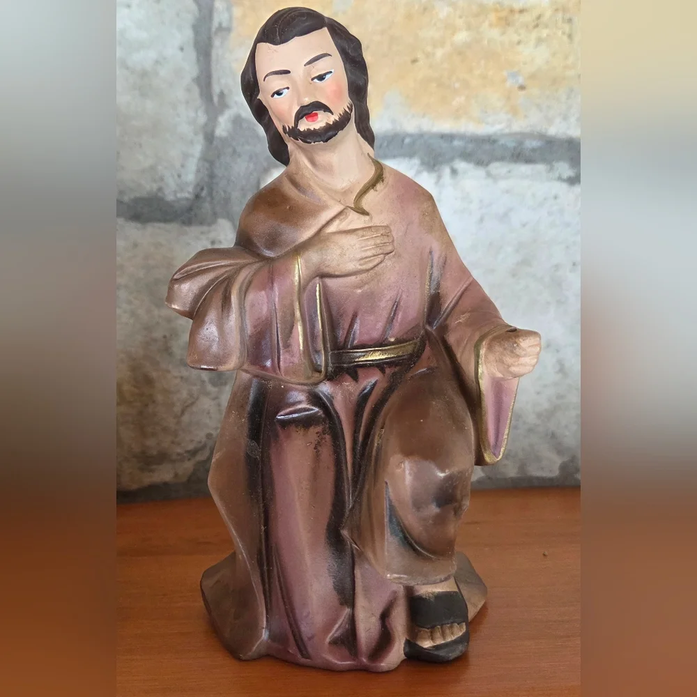 Vtg Paper Mache Nativity Figurines Replacement Mary Joseph Baby Jesus Japan 7”